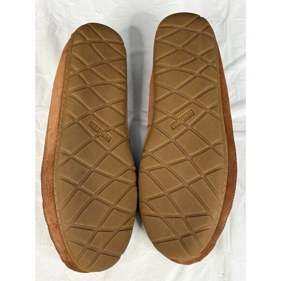 LL Bean Wicked Good Moccasins Men's 13 Suede Brown Leather Slippers Slip On - Picture 12 of 16